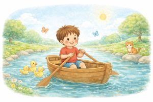Row, row, row your boat, Gently down the stream. Merrily, merrily, merrily, merrily, Life is but a dream. 英文兒歌 划船歌 歌詞中譯