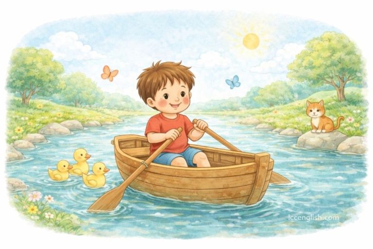 Row, row, row your boat, Gently down the stream. Merrily, merrily, merrily, merrily, Life is but a dream. 英文兒歌 划船歌 歌詞中譯