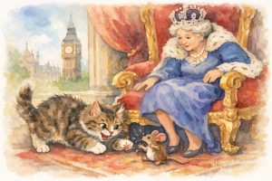 Pussy cat, pussy cat, Where have you been? I've been to London to visit the Queen. Pussy cat, pussy cat, What did you there? I frightened a little mouse under her chair. 鵝媽媽童謠 小貓咪
