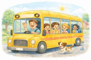 The wheels on the bus go round and round Round and round, round and round The wheels on the bus go round and round All through the town 英文兒歌 公車上的輪子