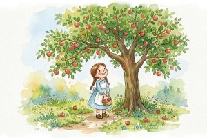Apple tree, apple tree, Will your apple fall on me? I won’t cry, and I won’t shout, If your apple knocks me out! learning song 蘋果樹，英文韻文唸唱，語感培養