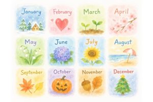 January, February, March, and April, May, June, July, and August, September, October, November, December These are the months of the year. 英文月份