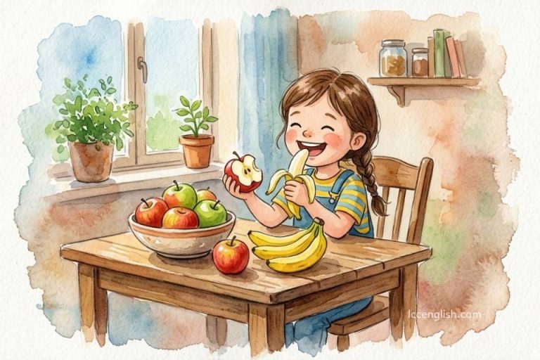I like to eat, eat, eat, Apples and bananas. I like to eat, eat, eat, Apples and bananas.