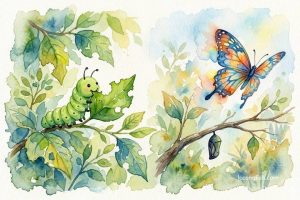 I'm a hungry caterpillar. I love to eat, eat, eat! When I grow, grow, grow, grow up, I'll be a beautiful butterfly. Yum, yum, yum. Yum, yum, yum. Yum, yum, yum, yum, yummy leaves! When I grow, grow, grow, grow up, I'll be a beautiful butterfly.