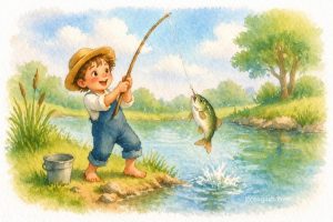 One, two, three, four, five, Once I caught a fish alive. Six, seven, eight, nine, ten, Then I let it go again. Why did you let it go? Because he bit my finger so. Which finger did it bite? This little finger on the right.